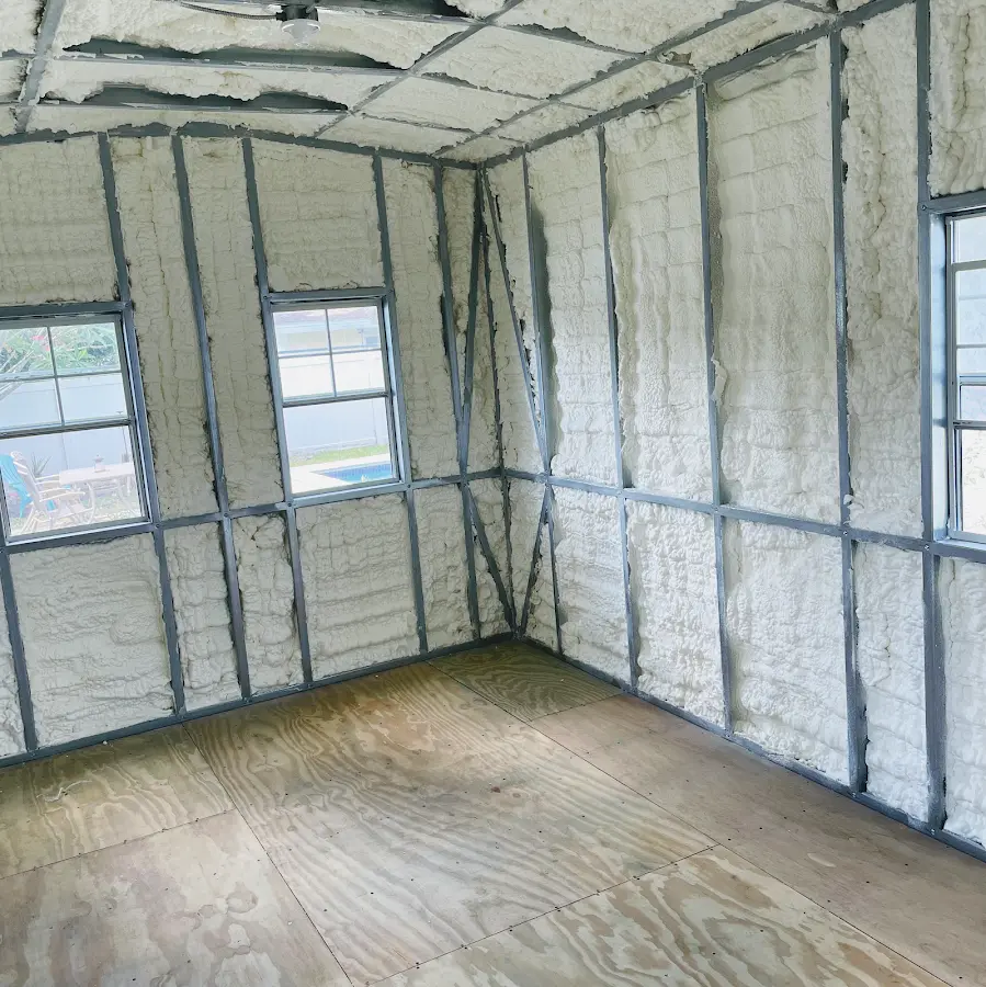 Closed-cell spray foam insulation applied to wall cavities in a residential project in Knoxville